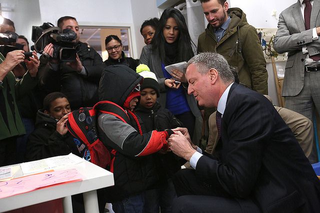 Mayor Bill de Blasio visits Sunnyside Community Services Pre-K Dismissal in Queens on Friday, March 14th, 2014.